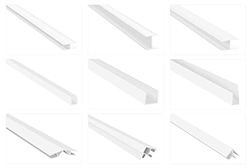 HEXIM Einfassprofile für Verkleidungspaneele - H-/ U-/ & Winkelprofile, PVC Kunststoff - (U-Profil HJ 254, 19x35 mm) Winkel Aufnahmeprofil Abdeckprofil von HEXIM