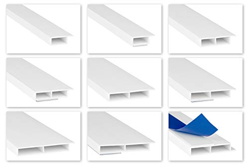 HEXIM Fenster/PVC Deckleisten 7mm - Hohlkammerprofile, wahlweise mit Schaumklebeband (selbstklebend) und Überstand für Wandabschluss (Fahne) - 2 Meter je Leiste (100x7mm, HJ 226-SKS) von HEXIM