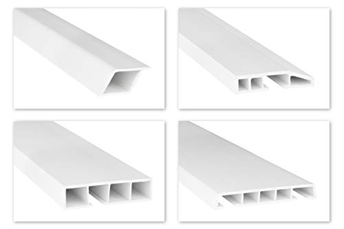 HEXIM Fenster/PVC Deckleisten Sonderformen - speziellen Hohlkammerprofile mit abgeschrägten Kanten und zum Klipsen, wahlweise mit Schaumkleband - 2 Meter je Leiste (45x12mm, HJ 251) von HEXIM