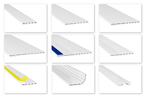 HEXIM Fenster/PVC Deckleisten & Verbindungen - flexible Hohlkammerprofile, wahlweise mit Schaumklebeband (selbstklebend) - 2 Meter je Leiste (120x5mm, HJ 1003-SKS) von HEXIM