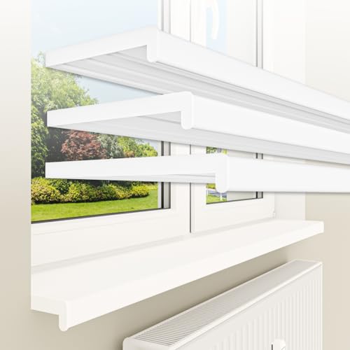 HEXIM Fensterbank bis 3 Meter Fensterbrett 20 x 180 cm (matt) weiß Kunststoff PVC innen Innenfensterbank matt oder glanz DIN EN 13501-1 inkl. Seitenabschluss von HEXIM