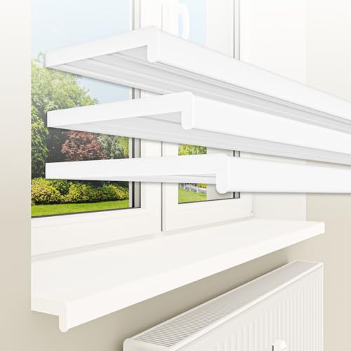 HEXIM Fensterbank bis 3 Meter Fensterbrett 30 x 140 cm (matt) weiß Kunststoff PVC innen Innenfensterbank matt oder glanz DIN EN 13501-1 inkl. Seitenabschluss von HEXIM