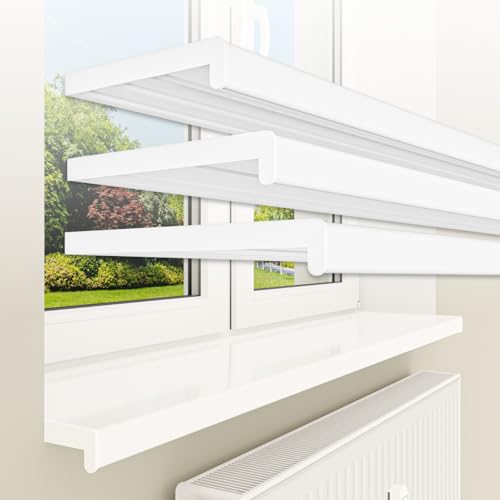 HEXIM Fensterbank bis 3 Meter Fensterbrett 30 x 160 cm (glanz) weiß Kunststoff PVC innen Innenfensterbank matt oder glanz DIN EN 13501-1 inkl. Seitenabschluss von HEXIM