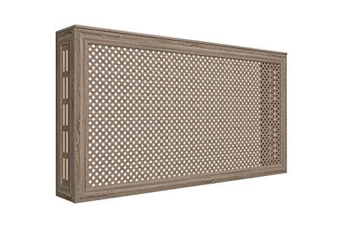 HEXIM Heizkörperverkleidung MDF & HDF - Dekorative Heizkörperabdeckungen in unterschiedlichen Größen & Muster - Heizkörpergehäuse Verkleidung (Komplett Set Gloria Eiche Vintage - 120x60cm) von HEXIM