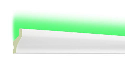 HEXIM LED-20 Sparpaket 40x25mm - indirekte Beleuchtung mit Deckenleisten, lichtundurchlässig, leicht und schlagzäh (30 Meter) Deckenprofil Stuckleiste von HEXIM