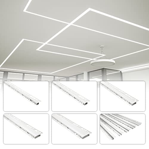 HEXIM LED Aluprofile, Unterputz Aluminium Trockenbau Profile mit opaler Abdeckung, verschiedene Breiten - (10 Meter, 50mm Leuchtbreite) Trockenbau Einbauprofil Gipskarton von HEXIM