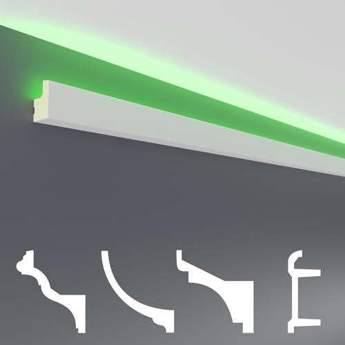HEXIM LED Stuckleisten Sparpakete - Indirekte Beleuchtung mit Deckenleisten aus PU, leicht & lichtundurchlässig- (10m LED-19) Dekoration Ecke Spot Innen von HEXIM