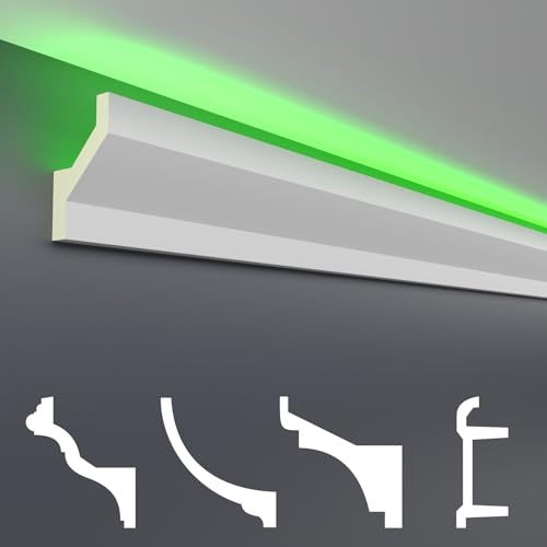 HEXIM LED Stuckleisten Sparpakete - Indirekte Beleuchtung mit Deckenleisten aus PU, leicht & lichtundurchlässig- (20m LED-10) Stuckprofil Profil von HEXIM