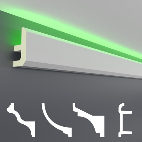 HEXIM LED Stuckleisten Sparpakete - Indirekte Beleuchtung mit Deckenleisten aus PU, leicht & lichtundurchlässig- (20m LED-13) Stuckprofil Profil von HEXIM