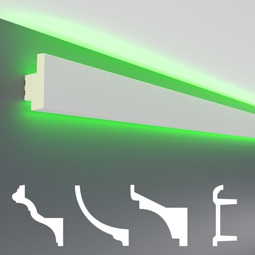 HEXIM LED Stuckleisten Sparpakete - Indirekte Beleuchtung mit Deckenleisten aus PU, leicht & lichtundurchlässig- (20m LED-18) Dekoration Ecke Spot Innen von HEXIM
