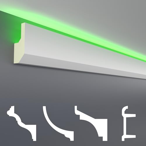 HEXIM LED Stuckleisten Sparpakete - Indirekte Beleuchtung mit Deckenleisten aus PU, leicht & lichtundurchlässig- (20m LED-7) Lichtvouten Fassaden Weiß von HEXIM
