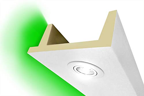 HEXIM LED Stuckleisten aus PU ganzes Paket- Indirekte Beleuchtung mit modernen Deckenleisten, lichtundurchlässig, leicht und schlagzäh - (10 Meter Sparpaket LED-11 80x200mm) Lichtvouten, Profil von HEXIM