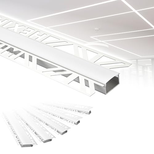 HEXIM LED Trockenbauprofil Alu Unterputzprofil LED Profil (2 Meter / 1 Profil) inkl. Abdeckung opal Trockenbauleiste Einbauprofil Schiene Decke Wand (ALED-2, Leuchtbreite 20mm) von HEXIM