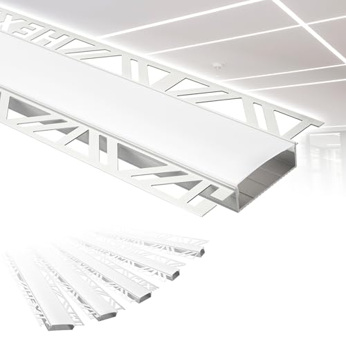 HEXIM LED Trockenbauprofil Alu Unterputzprofil LED Profil (30 Meter / 15 Profile) inkl. Abdeckung opal Trockenbauleiste Einbauprofil Schiene Decke Wand (ALED-4, Leuchtbreite 40mm) von HEXIM