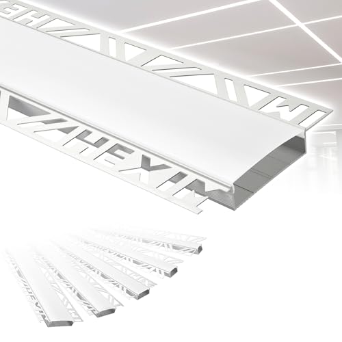 HEXIM LED Trockenbauprofil Alu Unterputzprofil LED Profil (48 Meter / 24 Profile) inkl. Abdeckung opal Trockenbauleiste Einbauprofil Schiene Decke Wand (ALED-5, Leuchtbreite 50mm) von HEXIM