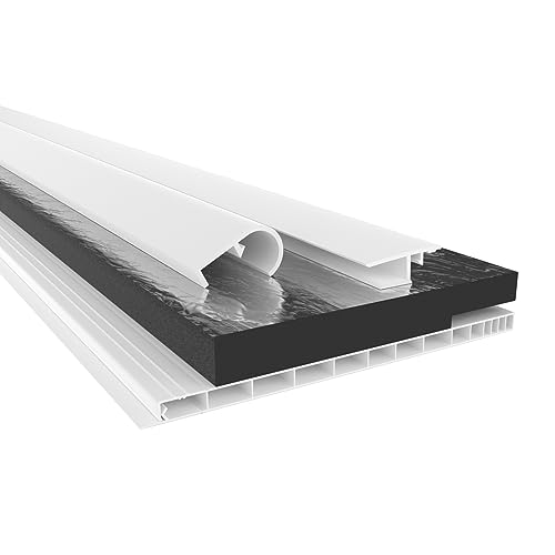 HEXIM PVC Rollladenkastendeckel Komplettset, Rollladenkastendeckel, Aufnahmeprofil & Rollladentraverse, Länge: 1000-2000mm, Breite: 120-320mm, Deckel Jalousie (180mm x 2 Meter) von HEXIM