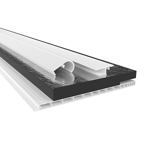 HEXIM PVC Rollladenkastendeckel Komplettset, Rollladenkastendeckel, Aufnahmeprofil & Rollladentraverse, Länge: 1000-2000mm, Breite: 120-320mm, Deckel Jalousie (195mm x 1,2 Meter) von HEXIM