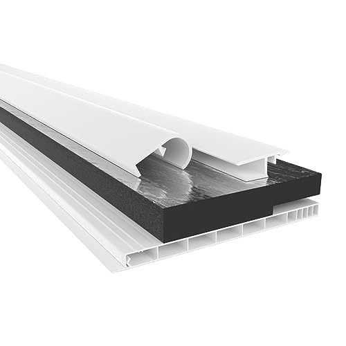 HEXIM PVC Rollladenkastendeckel Komplettset, Rollladenkastendeckel, Aufnahmeprofil & Rollladentraverse, Länge: 1000-2000mm, Breite: 120-320mm, Revisionsklappe Rolladen (140mm x 1,4 Meter) von HEXIM