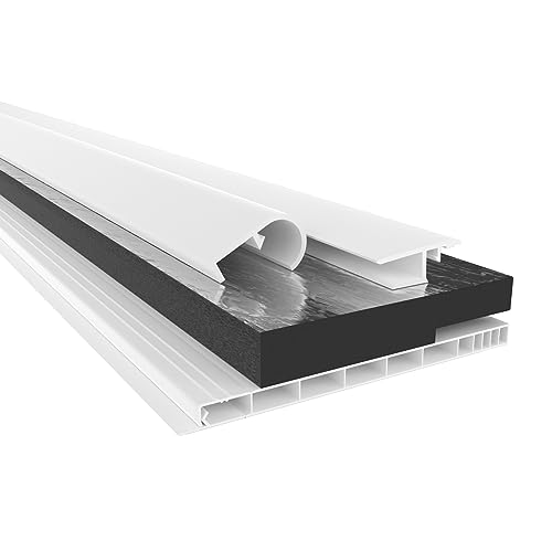 HEXIM PVC Rollladenkastendeckel Komplettset, Rollladenkastendeckel, Aufnahmeprofil & Rollladentraverse, Länge: 1000-2000mm, Breite: 120-320mm, Revisionsklappe Rolladen (140mm x 1 Meter) von HEXIM