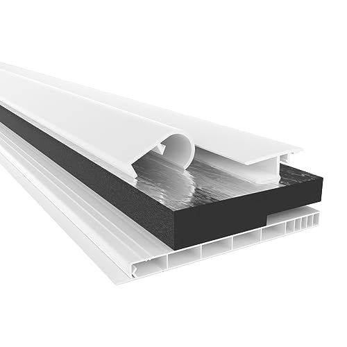 HEXIM PVC Rollladenkastendeckel Komplettset, Rollladenkastendeckel, Aufnahmeprofil & Rollladentraverse, Länge: 1000-2000mm, Breite: 120-320mm, Revisionsklappe Rolllladen (120mm x 1,4 Meter) von HEXIM
