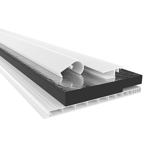 HEXIM PVC Rollladenkastendeckel Komplettset, Rollladenkastendeckel, Aufnahmeprofil & Rollladentraverse, Länge: 1000-2000mm, Breite: 120-320mm, Revisionsklappe Verschluss (160mm x 1,2 Meter) von HEXIM