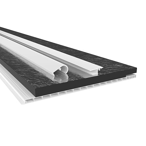 HEXIM PVC Rollladenkastendeckel Komplettset, Rollladenkastendeckel, Aufnahmeprofil & Rollladentraverse, Länge: 1000-2000mm, Breite: 120-320mm, Revisionsklappe für Fenster (320mm x 1,4 Meter) von HEXIM