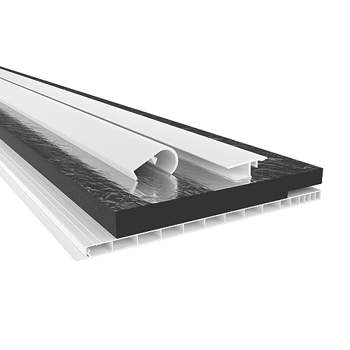 HEXIM PVC Rollladenkastendeckel Komplettset, Rollladenkastendeckel, Aufnahmeprofil & Rollladentraverse, Länge: 1000-2000mm, Breite: 120-320mm, Rolladen Verschlussdeckel (220mm x 1,6 Meter) von HEXIM