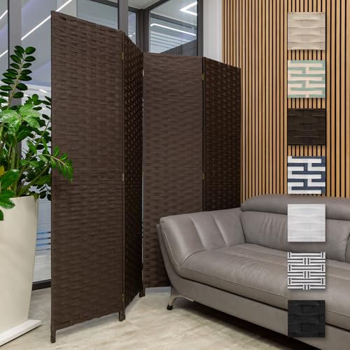 HEXIM Paravent 180x180 cm - Trennwand 4-teilig klappbar für Innenbereich - Büro Heimbüro Privatsphäre Raumtrenner Stellwand freistehend (LR187-coffe) von HEXIM