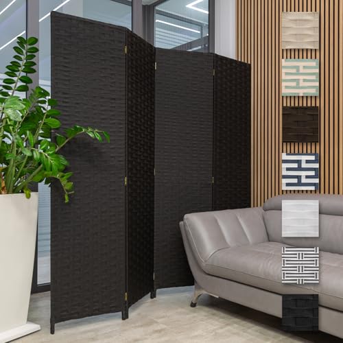 HEXIM Paravent 180x180 cm - Trennwand 4-teilig klappbar für Innenbereich - Raumteiler Spanische Wand Sichtschutz Stellwand freistehend (LR190-schwarz) von HEXIM