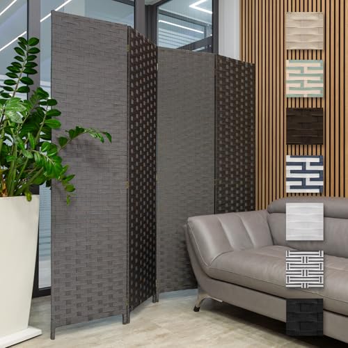 HEXIM Paravent 180x180 cm - Trennwand 4-teilig klappbar für Innenbereich - Terrasse Garten Sichtschutz Privatsphäre freistehend (LR189-schwarz weiß gepunktet) von HEXIM