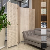 HEXIM Paravent Raumteiler Trennwand Sichtschutz aus Holz/PP 4-teilig 180x180cm: braun & weiß, 1 Stück von HEXIM