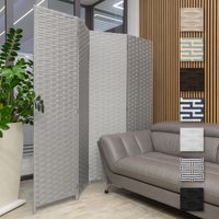 HEXIM Paravent Raumteiler Trennwand Sichtschutz aus Holz/PP 4-teilig 180x180cm: grau, 1 Stück von HEXIM