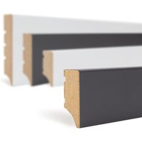 HEXIM Sockelleisten weiß & schwarz 12mm stark Vorteilspack Fußleisten folierte MDF Fußbodenleisten: HSB35 Black Lead, 80 Meter / 40 Leisten HEXIM Sockelleisten weiß & schwarz 12mm stark Vorteilspack Fußleisten folierte MDF Fußbodenleisten: HSB35 Black Lead, 80 Meter / 40 Leisten von HEXIM