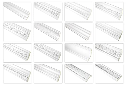 HEXIM Stuckleisten gemustert PU Polyurethane Stuck Dekorbau für Wand und Decke | 10 Meter FH9349 65x62mm Restposten | Deckenverkleidung feuchtraum von HEXIM