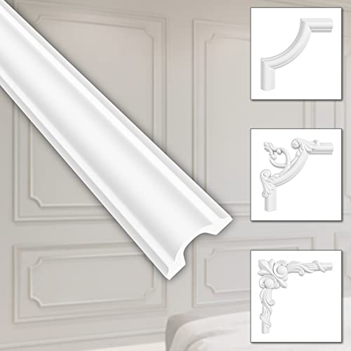 HEXIM Stuckverzierung aus HDPS/PU weiß - Stuckrahmen Wanddeko Bilderrahmen - HCR Wandleisten (10 Meter HCR501) Stuckdecke Bilderrahmen Kassetierung Barocke von HEXIM