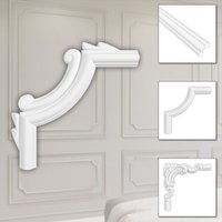 Stuckverzierung aus hdps/pu weiß - Stuckrahmen Wanddeko Bilderrahmen - hcr Wandleisten: HCR516-2, 2 Ecksegmente - Hexim von HEXIM