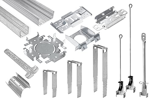 HEXIM UD CD Trockenbauprofile & Zubehör - Direktabhänger Rigips Decke Unterkonstruktion (10 Direktabhänger 350mm) Decke abhängen System Holz von HEXIM