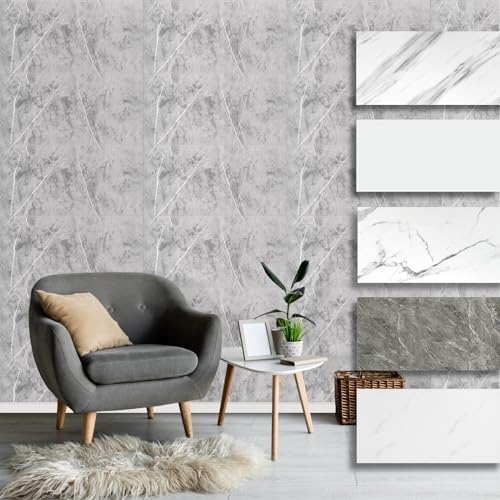 HEXIM Wandpaneele Marmor Optik 0,9 m² - Selbstklebende Wandverkleidung aus Kunststoff für Innenbereich - Rückwand Steintapete Deckenplatten Wandtapete Wandfliesen (XBM29 60x30cm / 5 STK) von HEXIM