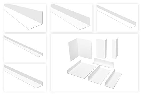 HEXIM Winkelprofile ungleichschenklig weiß - PVC Kunststoffwinkel, Auswahl Maße & Stärke - (HJ 319, 100x80 mm) Fenster Abdeckleisten L-Profil Eckleiste von HEXIM