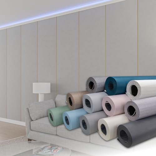 HEXIM selbstklebende Isoliertapete 1,82 m² Wandisolierung 280x65cm schalldämmend 4mm dekorativ 2in1 Tapete Dämmung Isoliereffekt (1 Rolle Nebelgrau, hellgrau Zementstruktur) von HEXIM