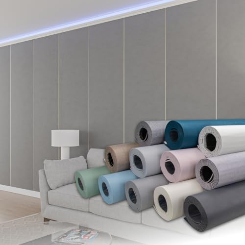 HEXIM selbstklebende Isoliertapete 1,82 m² Wandisolierung 280x65cm schalldämmend 4mm dekorativ 2in1 Tapete Dämmung Isoliereffekt (1 Rolle Zementgrau, grau Zementstruktur) von HEXIM