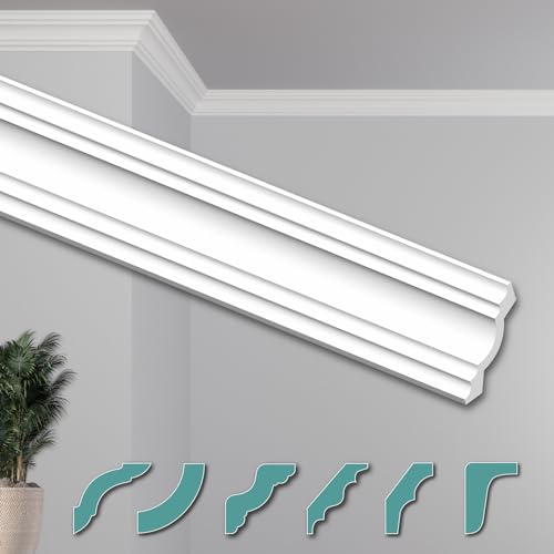 HEXIMO Deckenleisten modern XPS Styropor weiß, 2 Meter Stuckleisten Styroporleisten Zierleisten Stuck Eckleisten (100 Meter Deckenleisten ZG32) von HEXIM