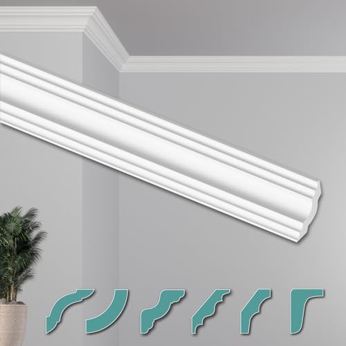 HEXIMO Deckenleisten modern XPS Styropor weiß, 2 Meter Stuckleisten Styroporleisten Zierleisten Stuck Eckleisten (130 Meter Deckenleisten ZG17) von HEXIM