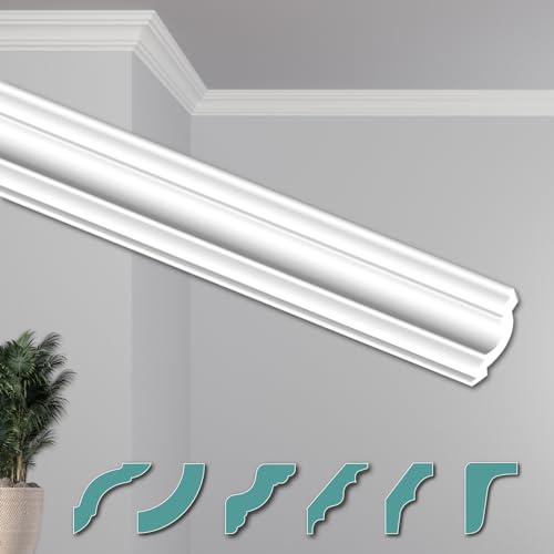 HEXIMO Deckenleisten modern XPS Styropor weiß, 2 Meter Stuckleisten Styroporleisten Zierleisten Stuck Eckleisten (20 Meter Deckenleisten ZG25) von HEXIM