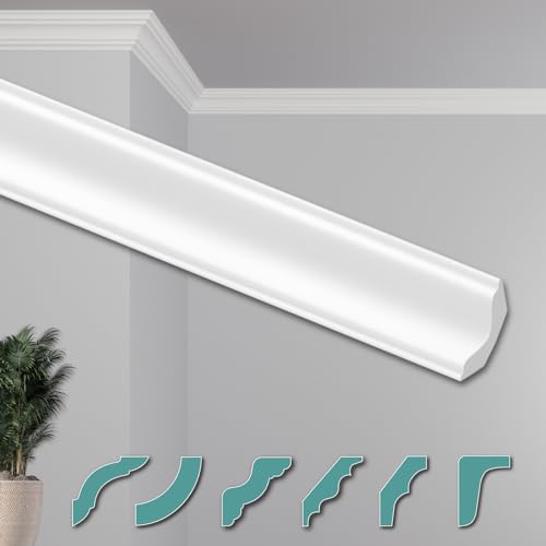HEXIMO Deckenleisten modern XPS Styropor weiß, 2 Meter Stuckleisten Styroporleisten Zierleisten Stuck Eckleisten (50 Meter Deckenleisten ZG16) von HEXIM