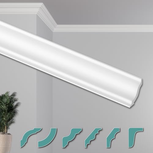 HEXIMO Deckenleisten modern XPS Styropor weiß, 2 Meter Stuckleisten Sytroporleisten Zierleisten Stuck Eckleisten (2 Meter Deckenleiste ZG13) von HEXIM