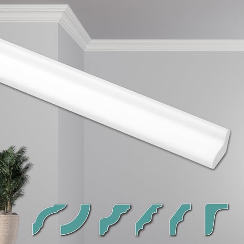HEXIMO Deckenleisten modern XPS Styropor weiß, 2 Meter Stuckleisten Sytroporleisten Zierleisten Stuck Eckleisten (2 Meter Deckenleiste ZG5) von HEXIM