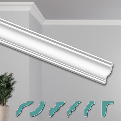HEXIMO Deckenleisten modern XPS Styropor weiß, 2 Meter Stuckleisten Styroporleisten Zierleisten Stuck Eckleisten (40 Meter Deckenleisten ZG35) von HEXIM