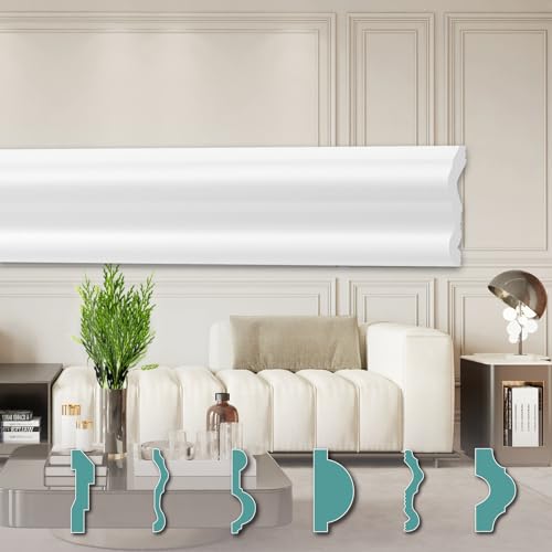 HEXIMO Wandleisten modern XPS Styropor weiß, 2 Meter Stuckleisten Styroporleisten Stuckverzierung Friesleisten Stuck Zierleisten (220 Meter Wandleisten FG3) von HEXIM