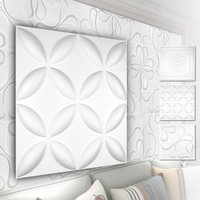 3D Wandpaneele aus pvc Kunststoff - weiße Wandverkleidung mit 3D Optik - Blumen Motive: 3 qm 12 Platten, HD038 von HEXIM